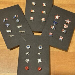 15 Pairs Patriotic Earrings American Flag Star 4th of July Memorial Labor Day
